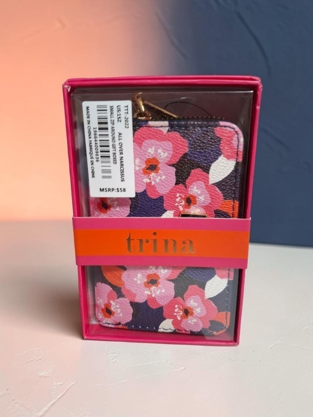 Trina Floral Zip Card Wallet - Pink Floral NWT